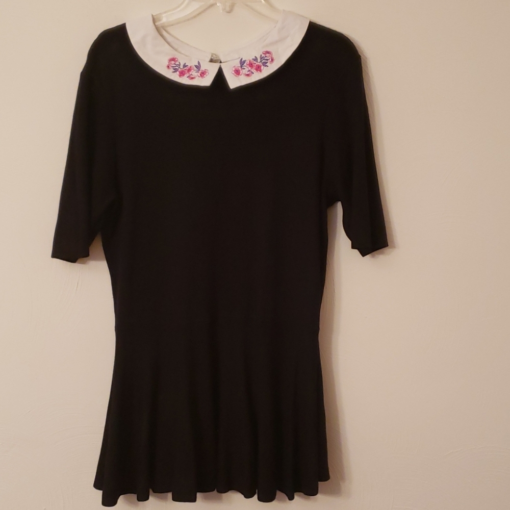 Elle black sweater top, peplum style